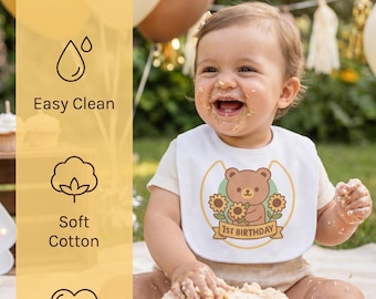 Teddy Bear 1st Birthday Bib - Smash Cake Bib