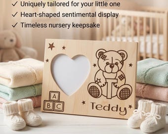 Personalized Teddy Bear Wood Photo Frame