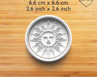 Sun cookie cutter with stamp