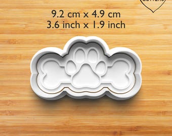 Dog bone paw cookie cutter with stamp