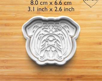 English Bulldog cookie cutter with stamp
