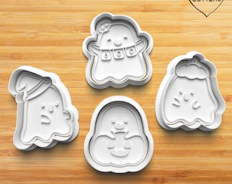 Halloween ghost cookie cutter with stamp