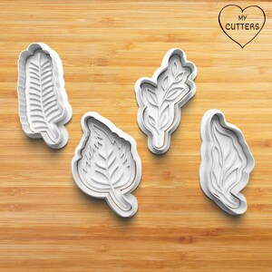 Leaves cookie cutter with stamp