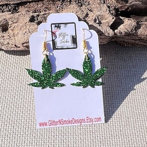 Cannabis Glitzer Grün Mini Topf Blatt Ohrringe