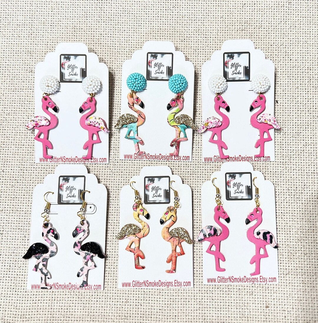 Flock of Flamingos Earringturquoise Seed Bead Jewelryglitter Etsy