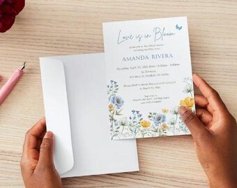 Liebe ist in Bloom bearbeitbare Brautpartyeinladung, Brautparty-Rezeptanfragekarte, Brautparty-Rezeptkarte