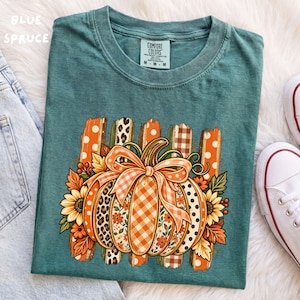 Patchwork Pumpkin Shirt, Comfort Colors Fall Tee, Preppy Pumpkin Shirt, Cute Autumn Shirt, Pumpkin Patch Tee, Thanksgiving Gift For Her