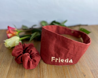 Gepersonaliseerde hondenbandana met bijpassende scrunchie / cadeauhond / cadeauhondeigenaar