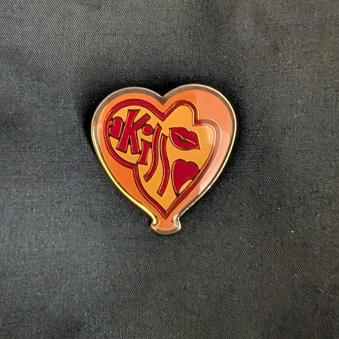 Kiss Logo Rhinestone Pin Vintage Enamel
