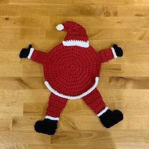 Festive Santa Pot Holder – Handmade Crochet Christmas Kitchen Decor, Cotton Heat-Resistant Pot Holder, Holiday Gift for Cooks