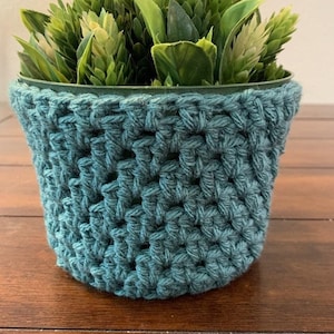 Crochet Plant Cozy Handmade Pot Cover in 4” or 6”,Custom Color Acrylic Yarn Planter Sleeve, Boho Home Décor for Indoor Plants and Succulents
