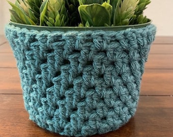 Crochet Plant Cozy Handmade Pot Cover in 4” or 6”,Custom Color Acrylic Yarn Planter Sleeve, Boho Home Décor for Indoor Plants and Succulents
