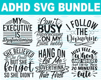 10 Archivo digital SVG gráfico ADHD, Neurodivergente, Dopamina, Archivo SGV Cricuit Clipart *Uso comercial*