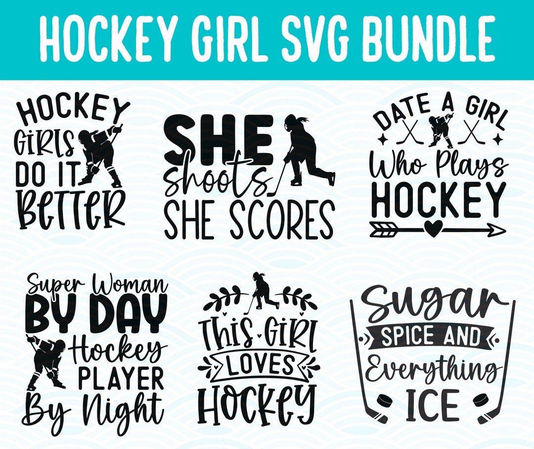 6 Graphic Hockey Girl SVG Digital File, Hockey Players, Womens Hockey ...