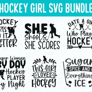 6 Graphic Hockey Girl SVG Digital File, Hockey Players, Womens Hockey, SVG, SGV file Cricuit Clipart *Commercial Use*