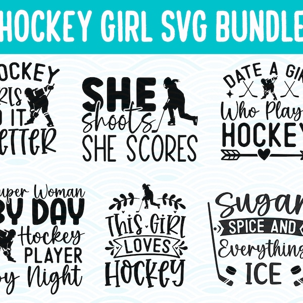 6 Graphic Hockey Girl SVG Digital File, Hockey Players, Womens Hockey, SVG, SGV file Cricuit Clipart *Commercial Use*