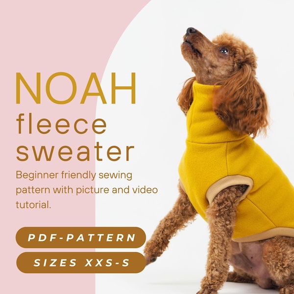 DOWNLOAD NAAIPATROON / Noah-trui voor je hond, pdf-naaipatroon met geïllustreerde instructies en videotutorial - kleine maten