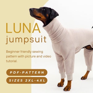 DOWNLOAD SEWING PATTERN / Luna-jumpsuit for your dog, pdf sewing pattern with illustrated instructions and video tutorial - large sizes