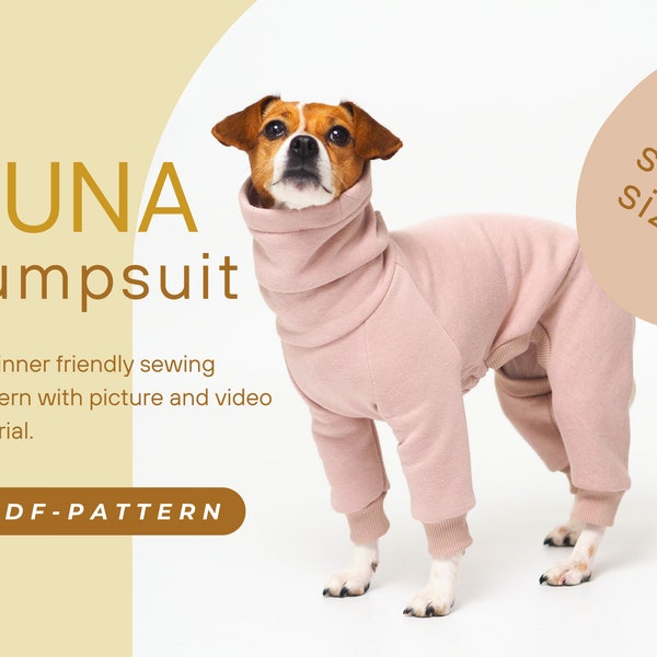 DOWNLOAD SEWING PATTERN / Luna-jumpsuit for your dog, pdf sewing pattern with illustrated instructions and video tutorial - smaller sizes
