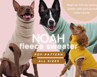 DOWNLOAD SEWING PATTERN / Noah-sweater for your dog, pdf sewing pattern with illustrated instructions and video tutorial - All sizes