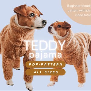 DOWNLOAD SEWING PATTERN / Dog teddy pajamas - all sizes