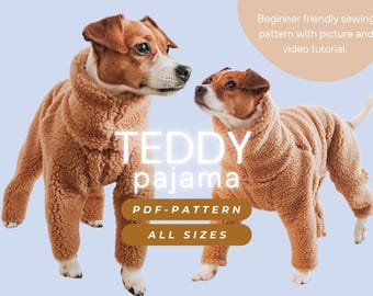 DOWNLOAD SEWING PATTERN / Dog teddy pajamas - all sizes