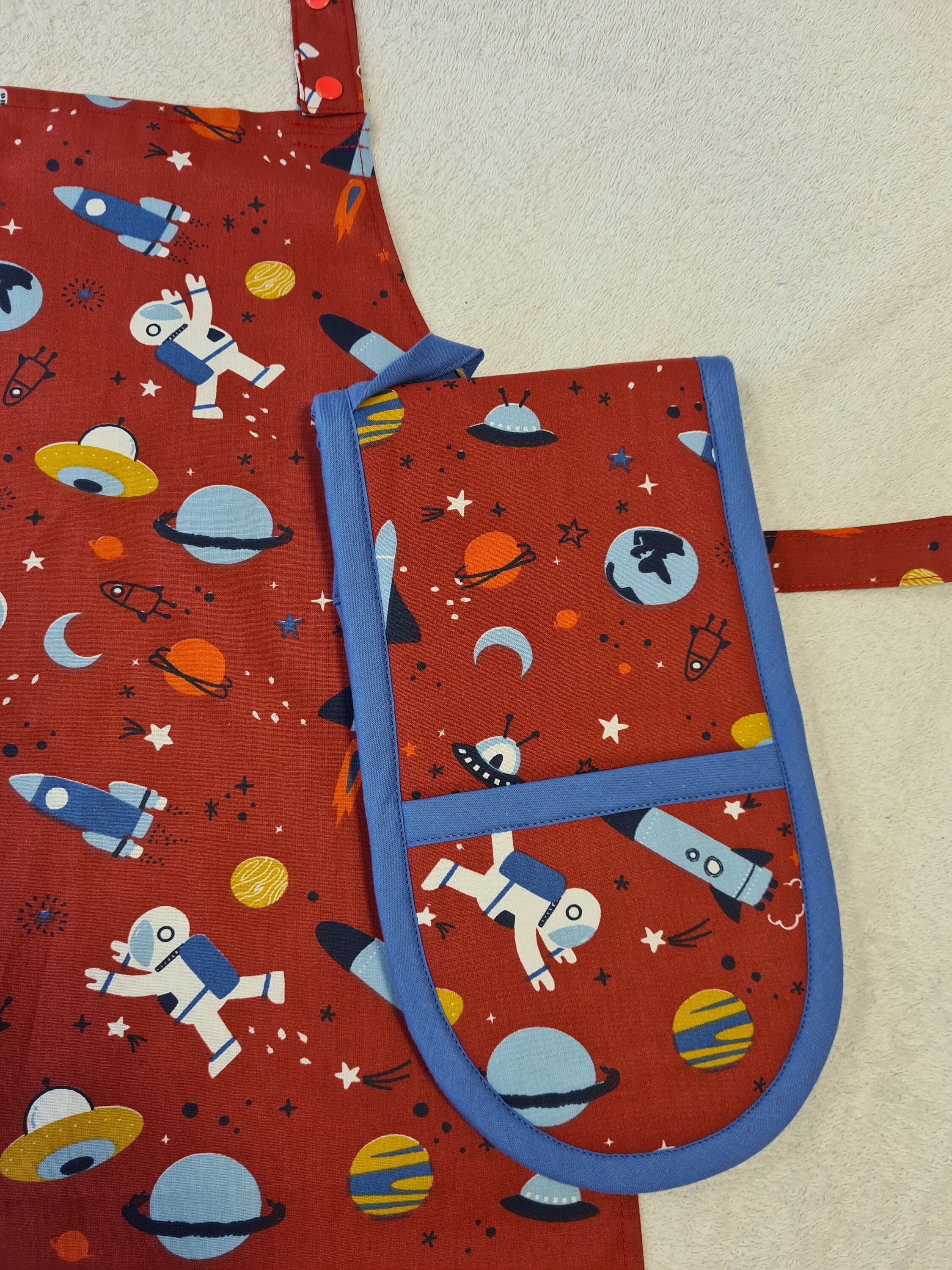 Children's toy mini oven gloves- SPACE! and red OR blue