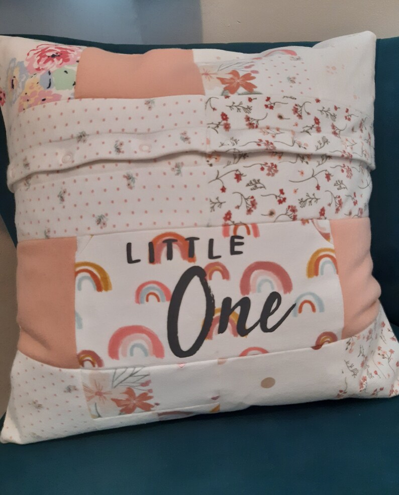 Memory cushion cover- upcycle your loved ones baby grows, vests, Tshirts etc into a patchwork cushion cover! image 9