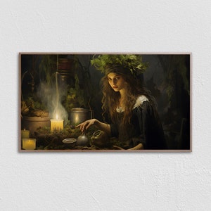 oeuvre d&#39;art vintage pour télévision wicca, oeuvre d&#39;art pour télévision cadre femme maussade, oeuvre d&#39;art pour cadre portrait Moody, oeuvre d&#39;art gothique pour la télévision, oeuvre d&#39;art pour cadre de télévision, cadre Samsung