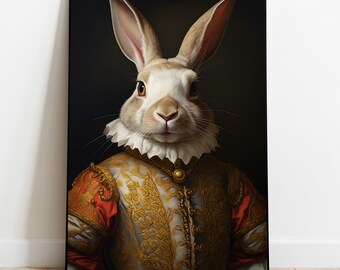 Renaissance Rabbit Portrait: Dark Academia Animal Art (Digital Download)