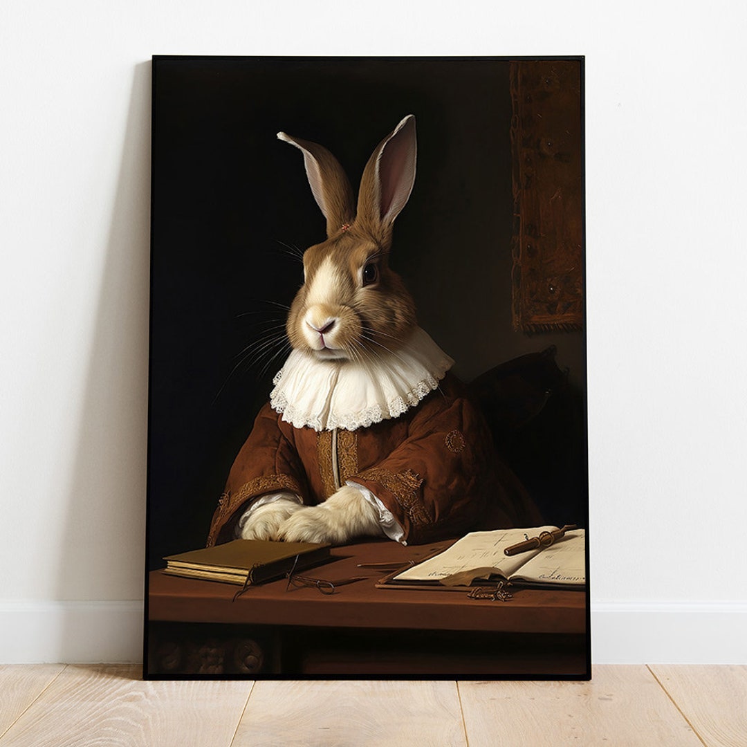 Renaissance Rabbit Portrait: Antique Animal Art Print (digital Download ...