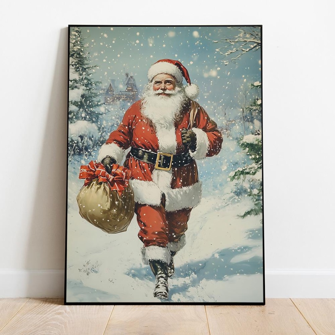Vintage Santa Claus Printable Art: Retro Christmas Wall Art (digital ...