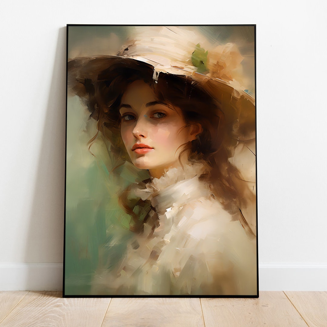 Dreamy Portrait Painting, Victorian Woman Printable Wall Art, Woman Art ...