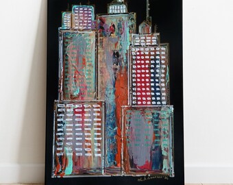 Abstract Cityscape Art Print: Modern Urban Architecture