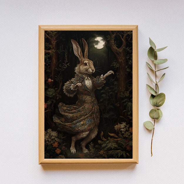 Victorian Dancing Rabbit Art, Renaissance Rabbit Painting, Aristocrat ...