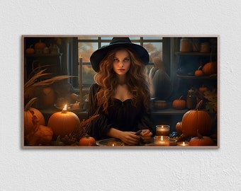 Moody Woman Portrait: Vintage Wiccan TV Frame Art (Digital Download)