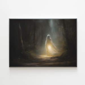 Pintura del bosque embrujado, pintura de fantasmas cambiantes, arte de la pared de Halloween embrujado, arte de Halloween cambiante, descarga digital