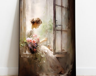 Viktorianische Frau, Stimmungsvolle Blumenkunst (Digitaler Download)