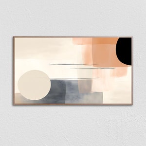 Arte abstracto para TV Samsung Frame, arte neutro para TV, pintura en tonos neutros suaves, arte abstracto para TV Samsung Frame