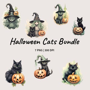 Cute Halloween Cat Clipart, Blak Cat Clipart, Mystical clipart, Cute Kitten png, Halloween junk journal, Digital Download
