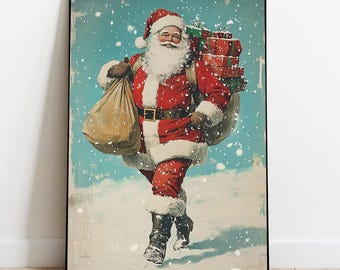 Vintage Santa Claus Print: Retro Christmas Wall Art (Digital Download)