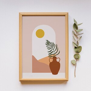 Boho Abstract Print, Terracotta Boho Printable Wall Art, Abstract Botanical Wall Decor, Digital Download Desert Print, Instant Download