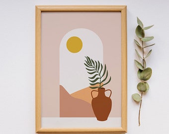 Boho Terracotta Abstract Print: Botanical Wall Art (Digital Download)