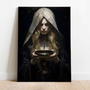Spooky Witch Print, Witchy Wall Art, Vintage Witch Painting, Moody Halloween Art, Witch Print, Halloween Art Print, Digital Download