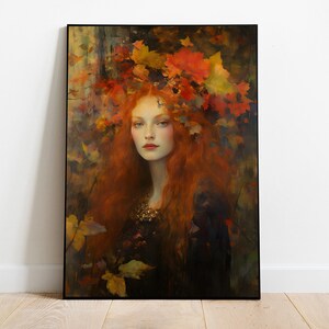 Moody Woman Portait, Woman Fall Painting, Vintage Woman Painting, Victorian Aesthetic Art, Dark Academia, Digital Download