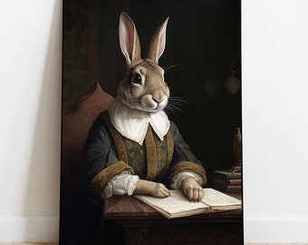 Renaissance Rabbit Print: Antique Animal Portrait (Digital Download)