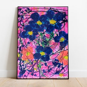 Abstract Floral Print, Modern Colourful Wall Art, Contemporary Art Print, Maximalist Decor, Trendy Wall Art,  Abstract Art Poster