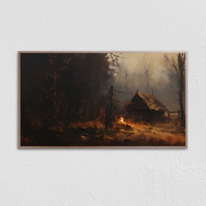 Fall Samsung Frame TV Art, Moody Autumn Landscape Art, Dark Academia Painting, Instant download art, Art for Frame TV, Samsung Frame