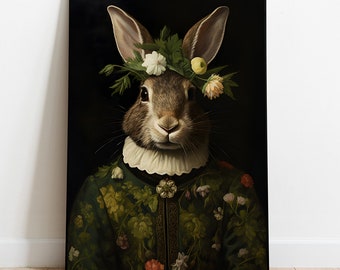 Renaissance Rabbit Portrait: Aristocrat Animal Art (Digital Download)