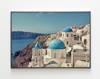 Santorini Greece Print: Coastal Mediterranean Wall Art (Digital Download)